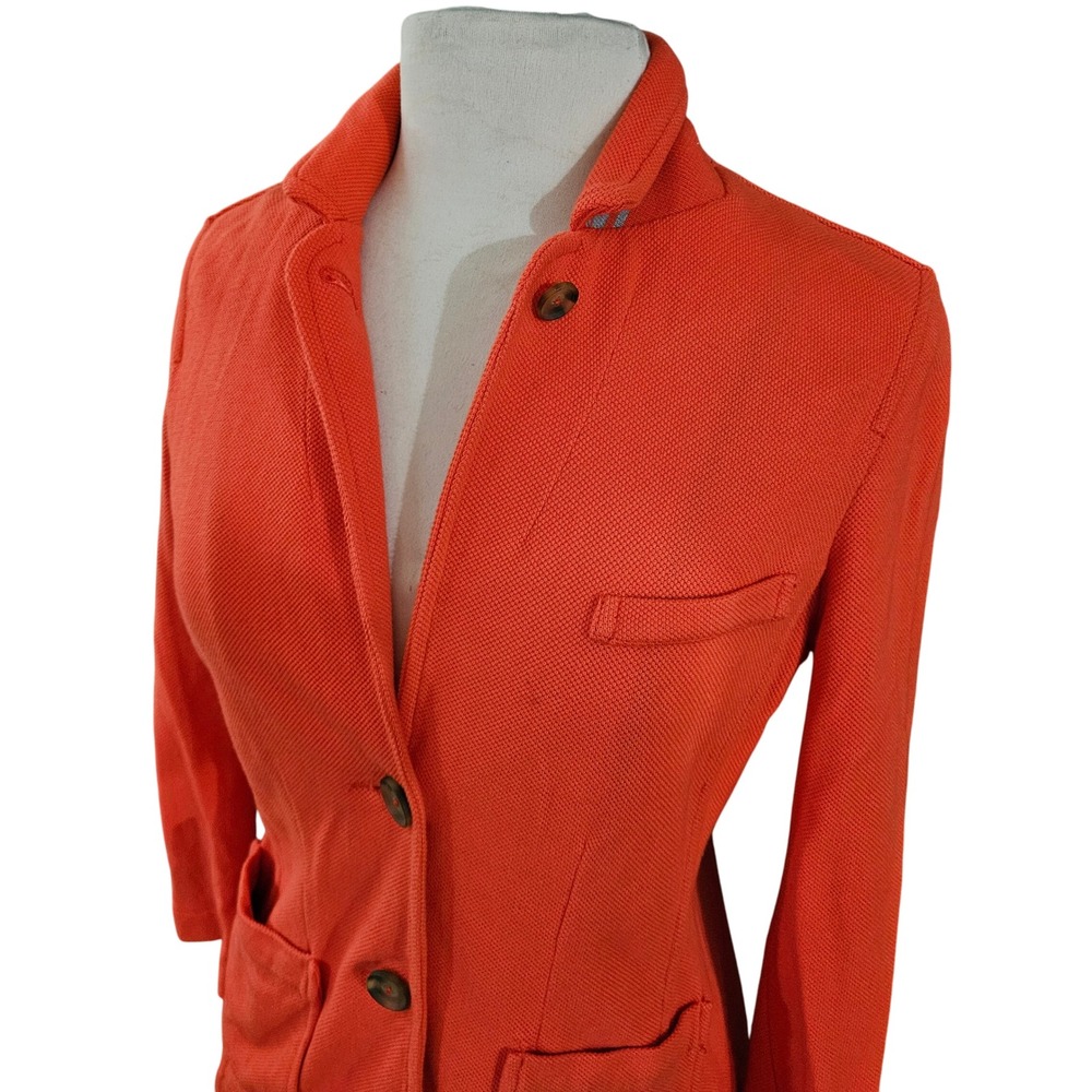 Lands End Canvas Coral Knit Blazer Women's Size 8 100% Cotton‎